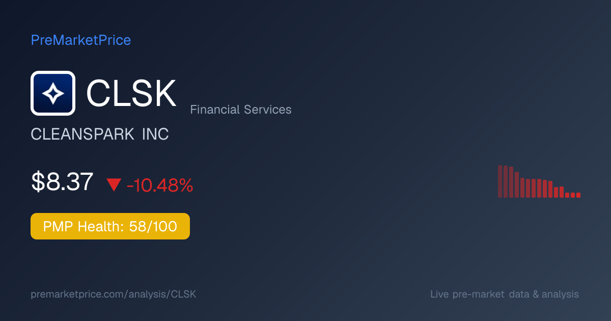 CLSK Premarket Stock $10.00 — CLEANSPARK | PreMarketPrice
