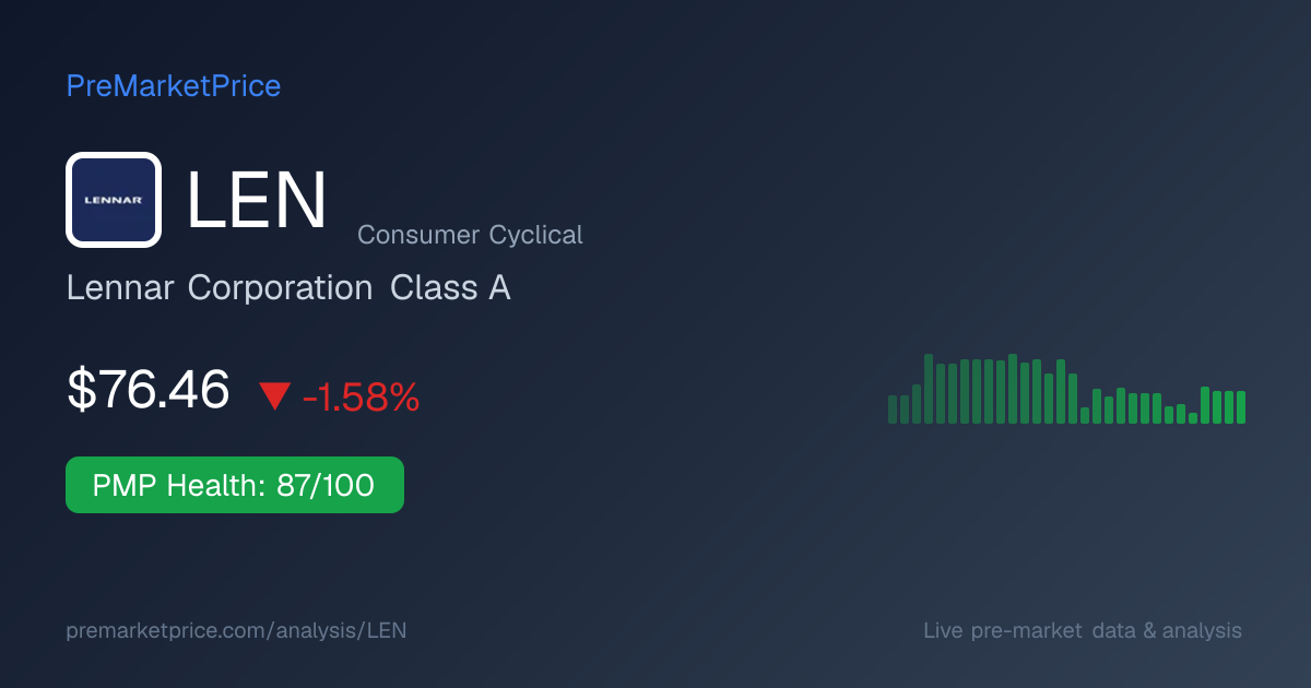 LEN Premarket Stock $76.80 | PreMarketPrice